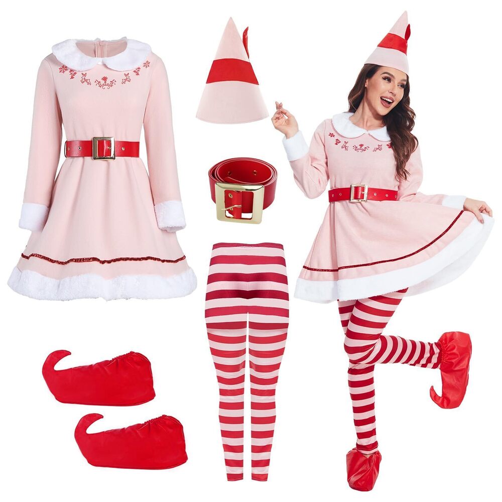 1342 Holiday Budby The Elf Costumes Set Adult Elf Dress Christmas Cosplay